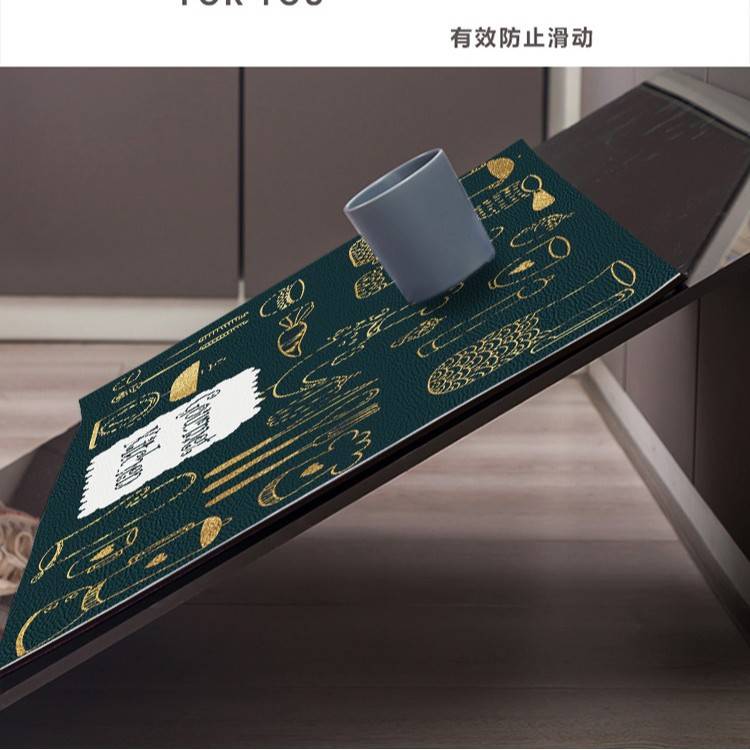 轻奢厨房地垫防滑防油家用可擦免洗pvc皮革防水长条垫子耐脏地毯