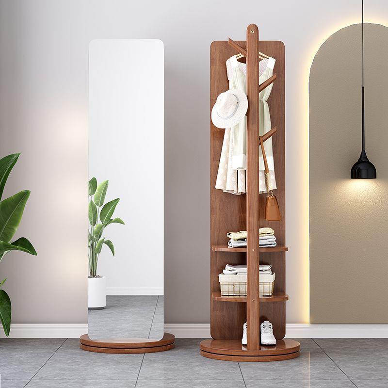 移全身落地镜家用穿衣镜卧室可旋转动木带挂实衣架一RVZ体试衣镜