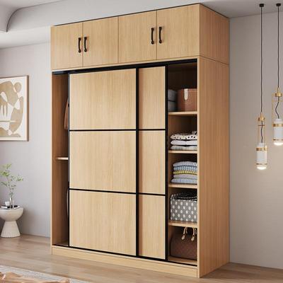 批全实木衣YOW易柜家用户卧室木推拉门原色简柜子出租房屋小型可