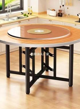 实木加厚大圆桌餐桌家用吃桌饭桌子酒BNO店排挡饭店叠大圆形面转