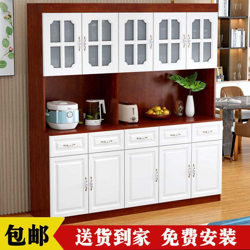 现代简约实木餐边柜一体靠墙高柜酒柜白色储物柜客厅餐边柜茶水柜