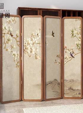 风叠移隔断客折厅简约现代中SDQ式酒店遮挡家屏用动卧室茶室实木