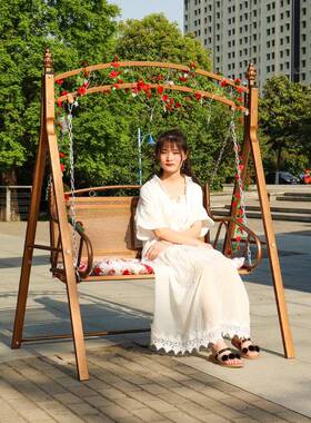 庭院人秋千用铁艺摇椅阳台休椅欧式家摇闲篮椅KWK双室内儿童荡秋