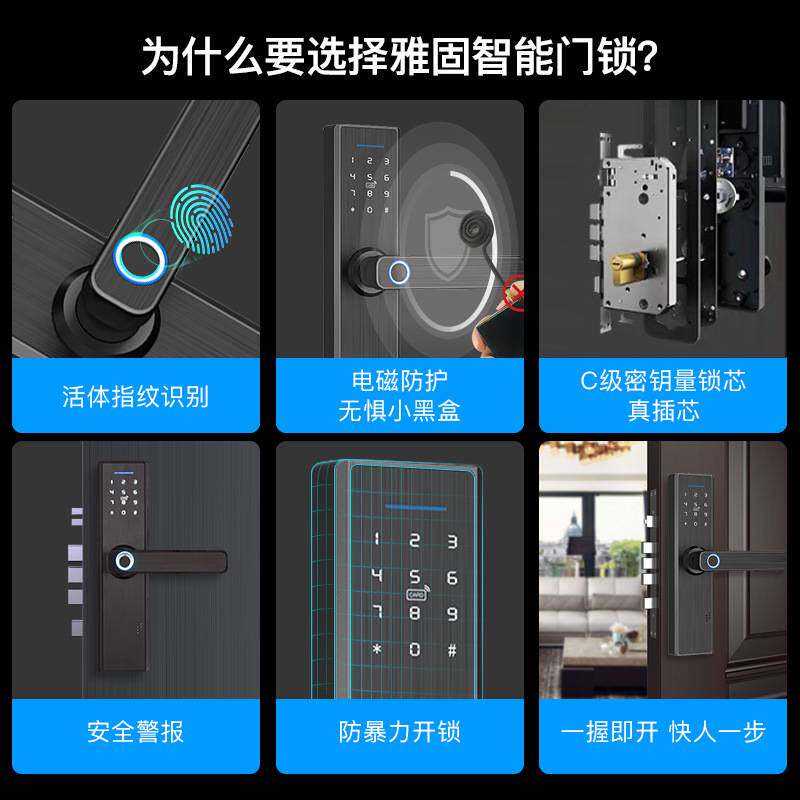 冠翔木门指纹锁室内卧室房门公寓民宿出租电子刷卡办公室密码门锁