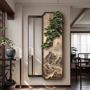 YX918073穿衣镜卧关室拉暗藏式 饰画可闭隐中藏式 入推户玄关装 新式