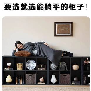 中古风书柜卡莱克格子柜黑色书架置物架客厅沙发边柜收纳柜八格柜