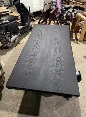 板碳化木MWY板西兰新松木原木桌面悬餐桌茶桌面实浮木板黑色桌板