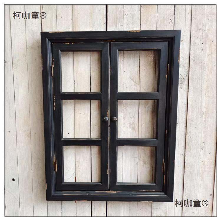 田园假窗户装饰实木窗户框花园挂件创意拍摄道具复古做旧麦太保