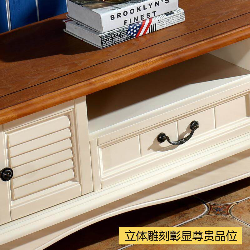 可伸地中154海电视柜茶几组美合实木缩漆式乡村小烤户型客厅简约