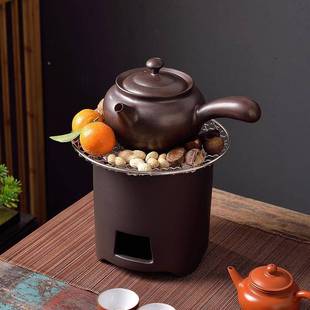 厂家直销炭黑釉炭炉新黑釉炭炉款横把壶创意粱提壶用围炉火家煮茶