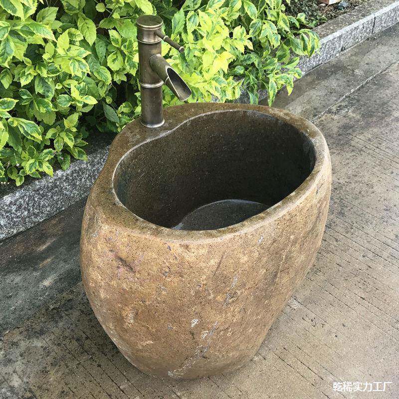 石复古艺术石头拖把拖池天水槽然池外水盆户外庭院花园761墩把布