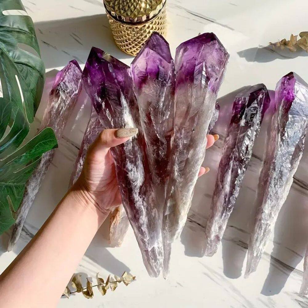 乌拉圭天然紫水晶权杖骸骨骨干紫晶石原石原皮矿石水晶工艺品摆件