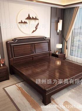 南美紫檀新中式实床1.M双人大床主卧古典雕榫TPJ卯木结构实木8大
