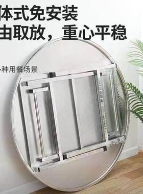 特厚桌不席锈钢叠圆桌YL730705户外烧烤酒家用餐桌出租折房餐厅吃