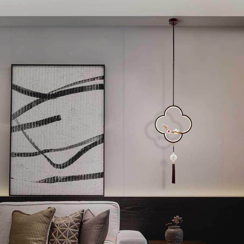 新中式小吊灯全铜中国装饰卧室床头L风E餐单D头厅562吧台玄关吊线