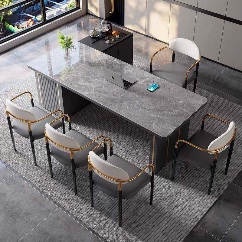 现代简约岩板茶桌办椅组合公室桌茶体一整套HDT轻奢茶台一分体式