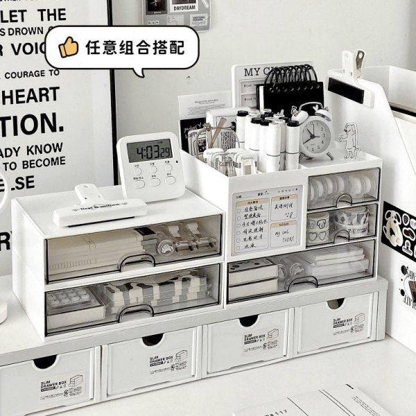 桌面收纳盒抽屉式学生笔筒办公室工位置物架亚克力书桌文具整理盒,收纳整理,文具收纳盒,淘宝优惠券,粉丝福利购,淘宝优惠卷