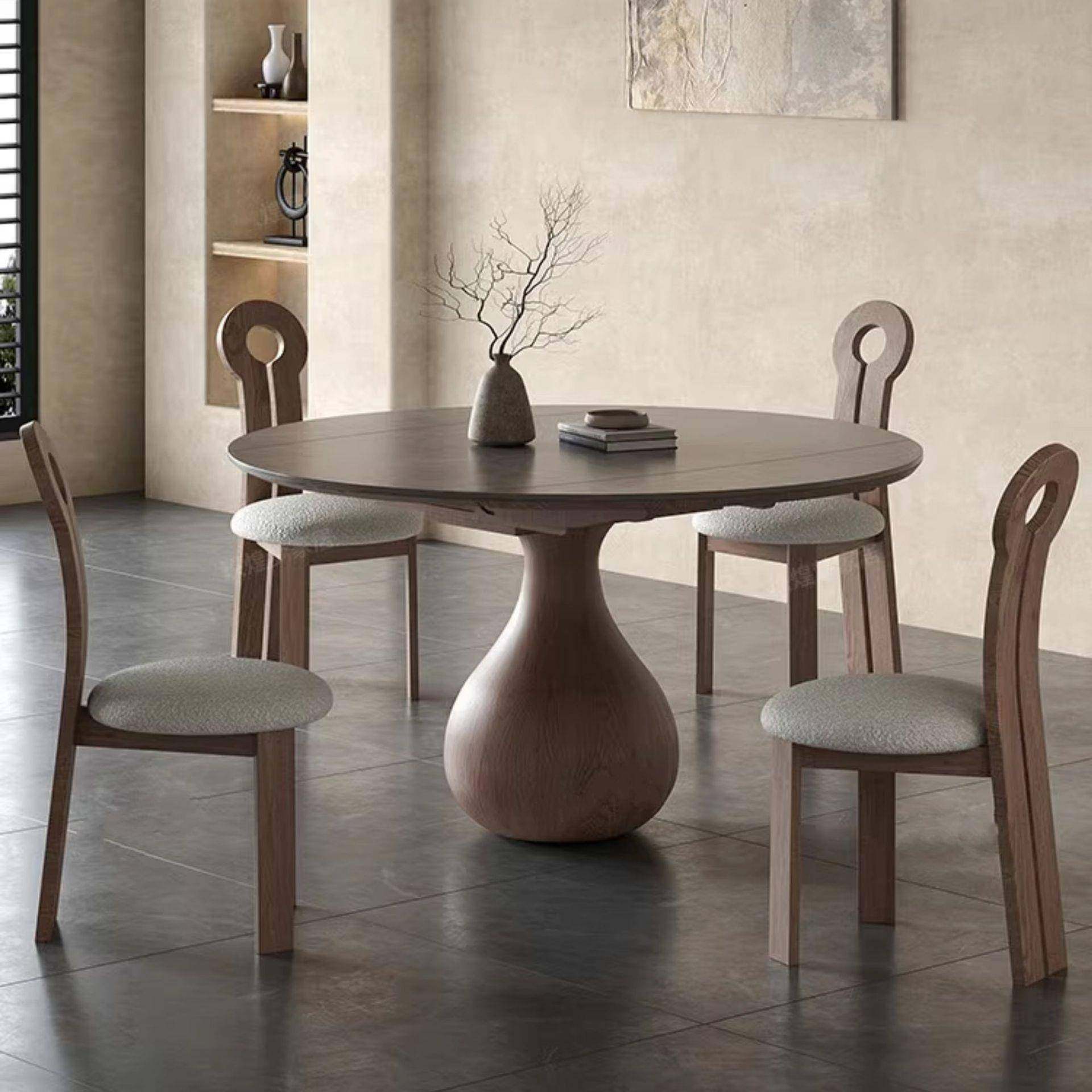 实木可伸缩岩板圆形餐桌椅组合中古现代简约小户型拉伸吃饭桌子,电子元器件市场,其它元器件,淘宝优惠券,粉丝福利购,淘宝优惠卷