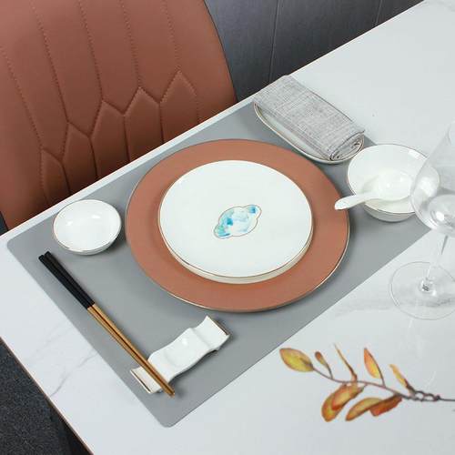 现代简约轻奢式样板间餐具水墨江山配10平香槟陶瓷盘餐桌摆台样板