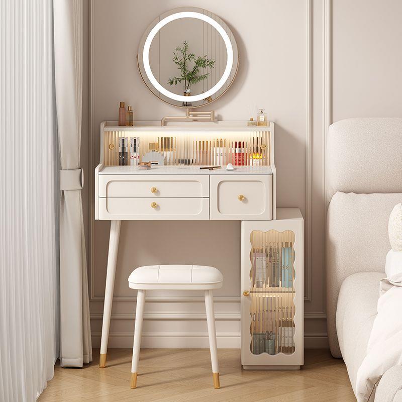 简约现代收纳斗柜奶油一体梳妆台小户型法式实木小型化妆桌卧室风