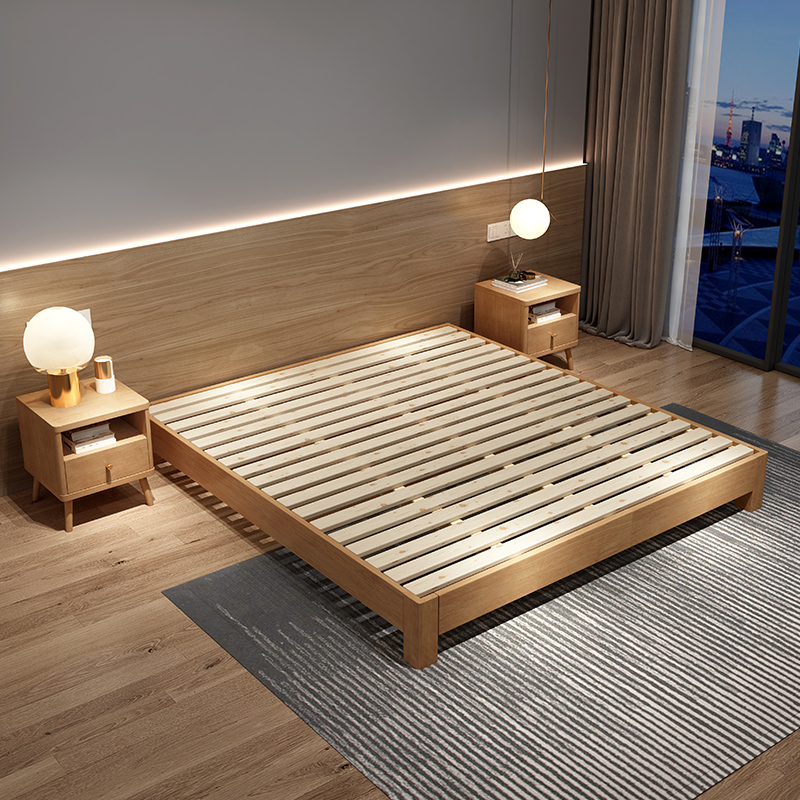 定制日式榻榻米床架子简约现代z1.5米无床头实木床无靠背民宿家具
