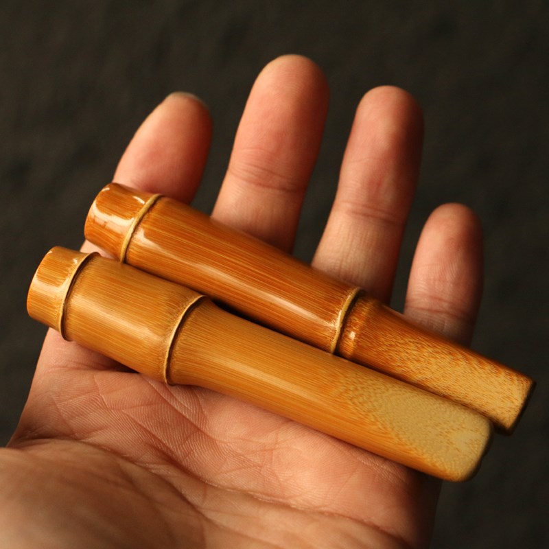 精品纯手工精磨h天然多节实心竹烟嘴竹雕竹制粗烟过滤器烟斗手把
