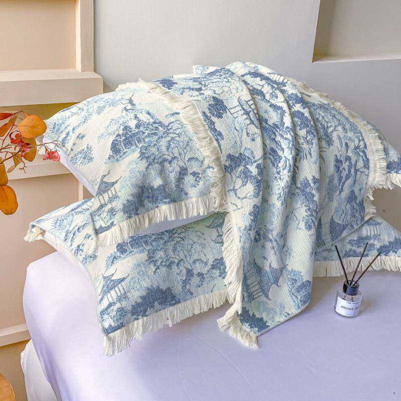 新款全棉纯棉流苏枕巾48*74cm一对家用高档棉软隔脏防头油枕头罩