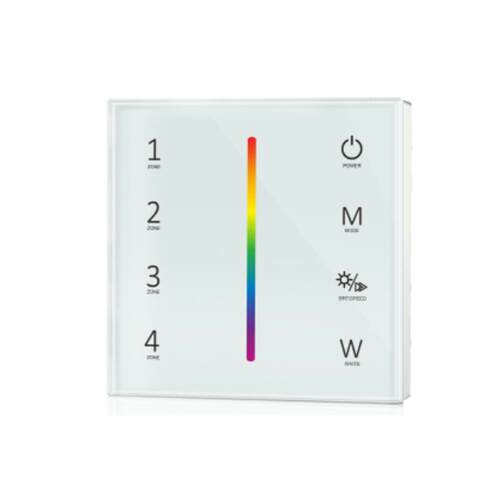 钢化玻璃触摸⾯板DMX主控T14-1 4区RGBW10种内置动态模式可调速度