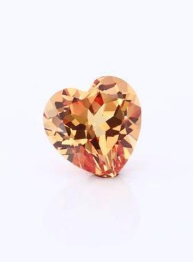 橙色合成宝石心形人造彩宝梧州厂家人工合成橙宝橙色蓝宝石