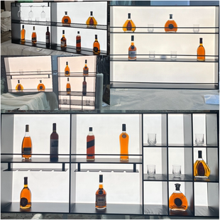 不锈钢发光背板酒柜亚克力金属装饰柜餐边柜轻奢书柜嵌入式置物柜