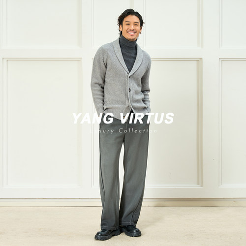 YANGVIRTUS青果领立体针织开衫