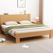 全实木1.8米双人大床家用卧室小户型轻奢简约1.2米儿童红橡木北欧