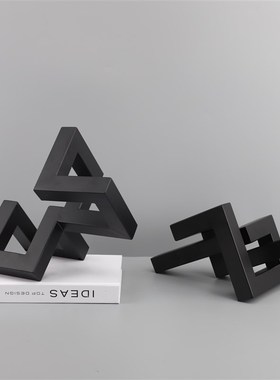 新中式创意金属几何样板房售楼部卧室H书房客厅餐厅电视柜桌面摆