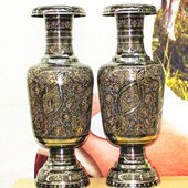 巴基斯坦手工艺品进口铜器铜雕30英寸烤银坛瓶家居装 饰品BT435