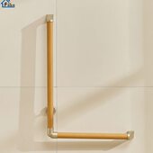 老人卫生间安全扶手栏杆不锈钢浴室厕所助力防滑防摔无障碍木纹色