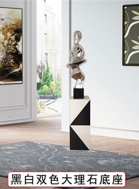 黑白里外双色大理石落地摆台基座展厅样板房摆P件落地支撑展示底