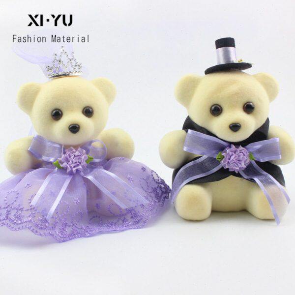 冰淇淋系列18cm情侣婚纱熊结婚对熊公仔婚车装饰车头娃娃礼物一对
