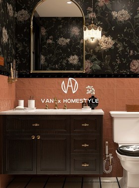 Van Inn法式复古风格浴室釉面砖红色浴室砖N深色牡丹墙砖厨房砖地