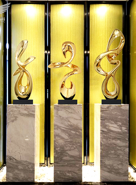 现代抽象树脂雕塑摆件酒店样板房软装艺I术摆设玄关会所桌面装饰