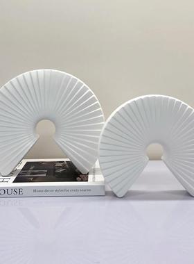 意式简约树脂瓶扇形摆件客厅样板间创意几何软装装饰品花器摆设