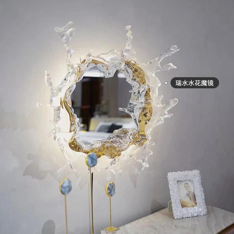 网红艺术装饰瑞水之镜壁灯客厅酒店样板间梳妆镜灯浴室水花镜子灯