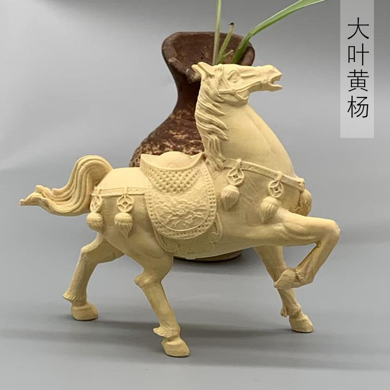 大叶黄杨木雕刻马上有钱款摆件摆饰规格90×90×30木质文玩装饰品