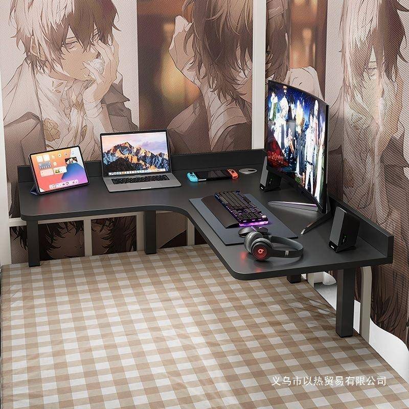 床上转角书桌台式办公桌宿舍上下铺懒人电脑桌家l型床上桌上铺