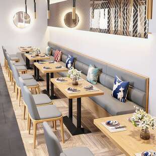 西餐厅茶餐厅靠墙卡座沙发主题餐厅奶茶店咖啡厅休闲洽谈桌椅组合