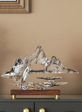 抽象艺术假山摆件姹m寂风软装家居高端上档次客厅玄关电视柜装饰