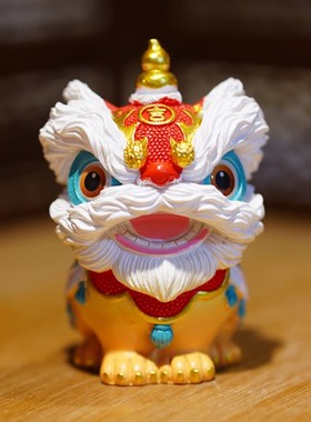 醒狮国潮新中式摆件招财茶宠汽车桌面装饰可爱S家居饰品送礼文创