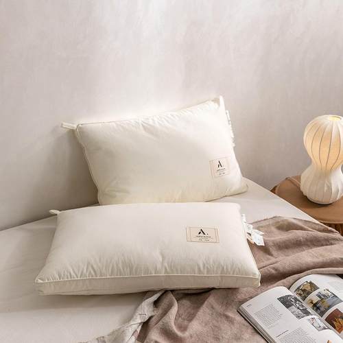 A类全棉磨毛本色原棉酒店枕轻盈蓬松超细羽丝绒枕芯枕头一对