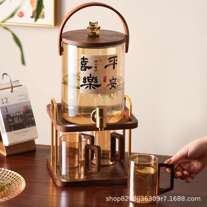 中容冷水壶玻璃耐高温式用家商用大量柠檬冰茶******果汁桶凉水壶