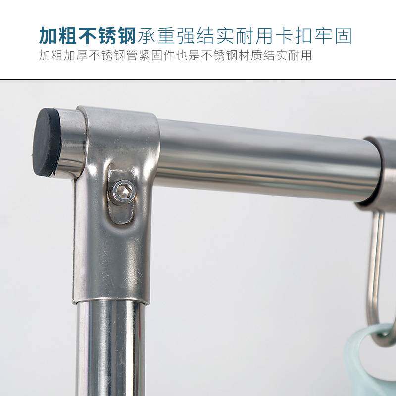 落地式不锈钢移动拖把架墩布沥水收纳置物清洁卫生间挂钩扫把架子