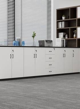 A10L办公室文件柜矮柜储物柜子木质带锁资料柜档案柜收纳柜子白色